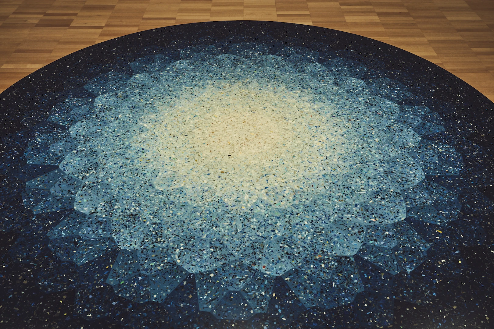 Australian designer Brodie Neill's Gyro, table 2016, on display in the NGV Triennial at the National Gallery of Victoria, Melbourne. The acquisition of Gyro, table 2016 is being supported by Victorian Foundation for Living Australian Artists and Mercedes - Benz Australia/Pacific.