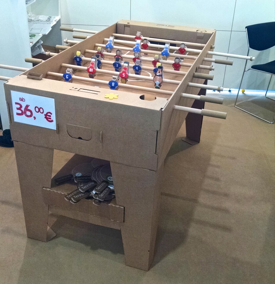 Kickpack packs table tennis and foosball into cardboard suitcases