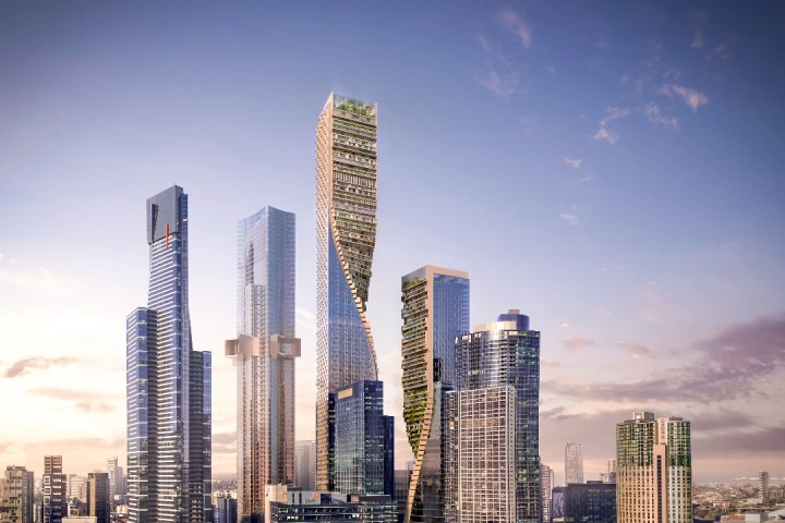 The Green Spine's taller building will rise to a height of 356.2 m (1,168 ft), while the smaller will be 252.2 m (827 ft)-tall