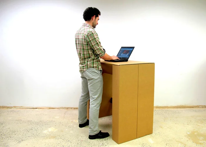 The Cardboard Standing Desk from Chairigami may be a good starting point for those seeking to stand rather than sit at work