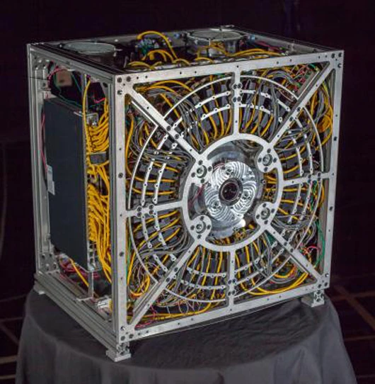 The prototype 50-gigapixel camera that incorporates 98 tiny cameras into one device (Photo: Duke University Imaging and Spectroscopy Program)