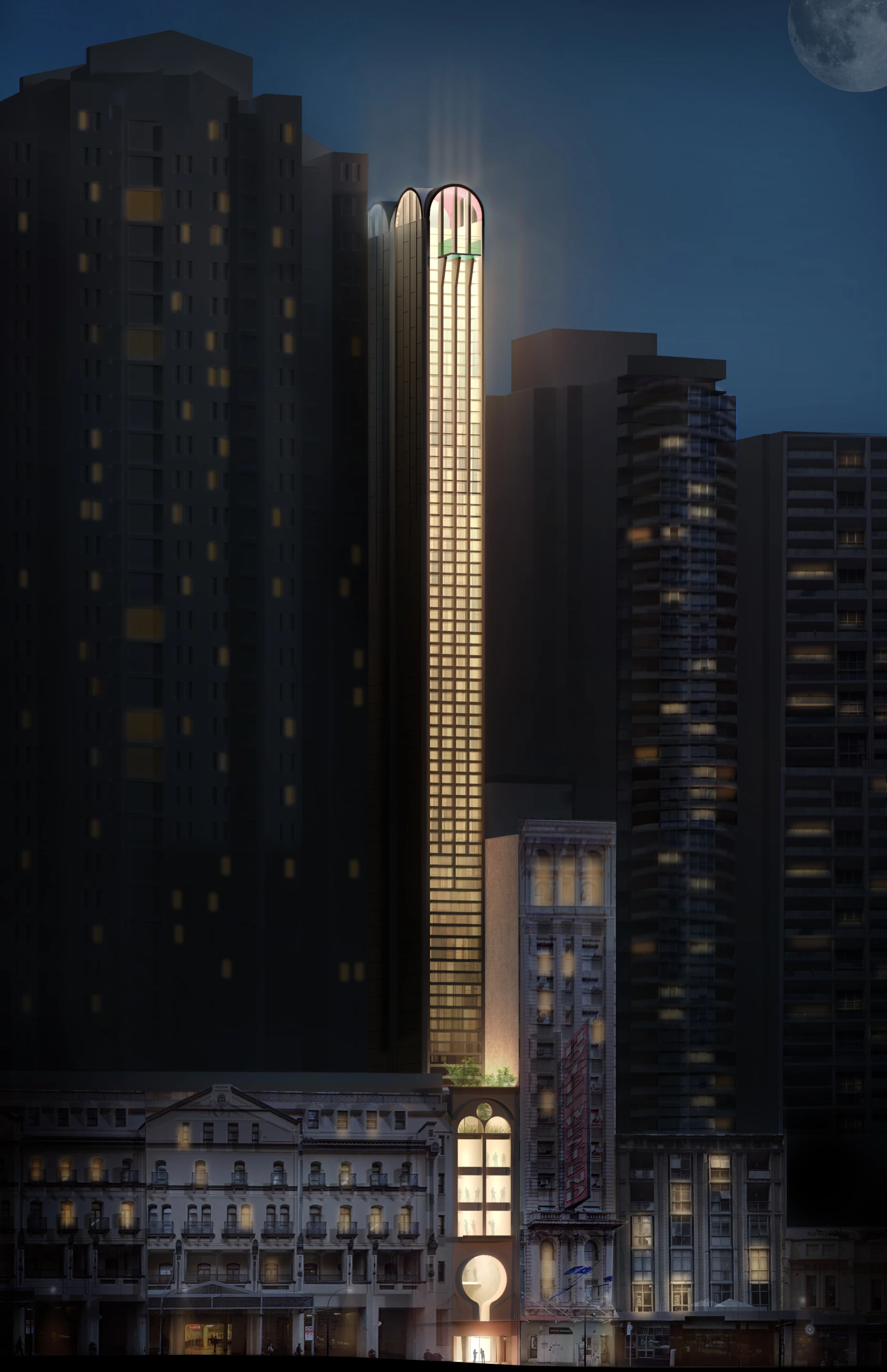 The Pencil Tower Hotel would reach a height of 100 m (328 ft) in downtown Sydney