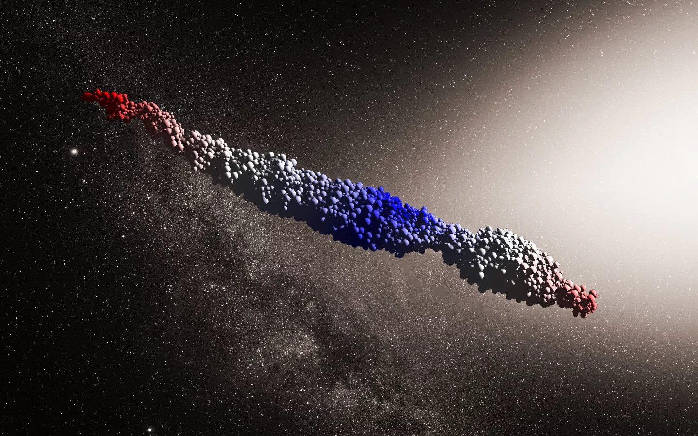 A model of an 'Oumuamua-like object, produced through the team's computer simulations