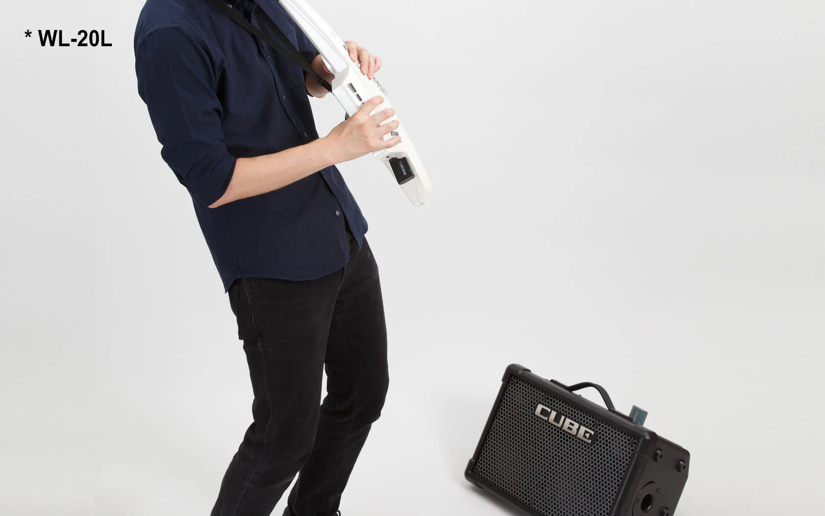 The WL-20L system doesn't include cable tone emulation, and can be used with line-level instruments like Roland's Aerophone