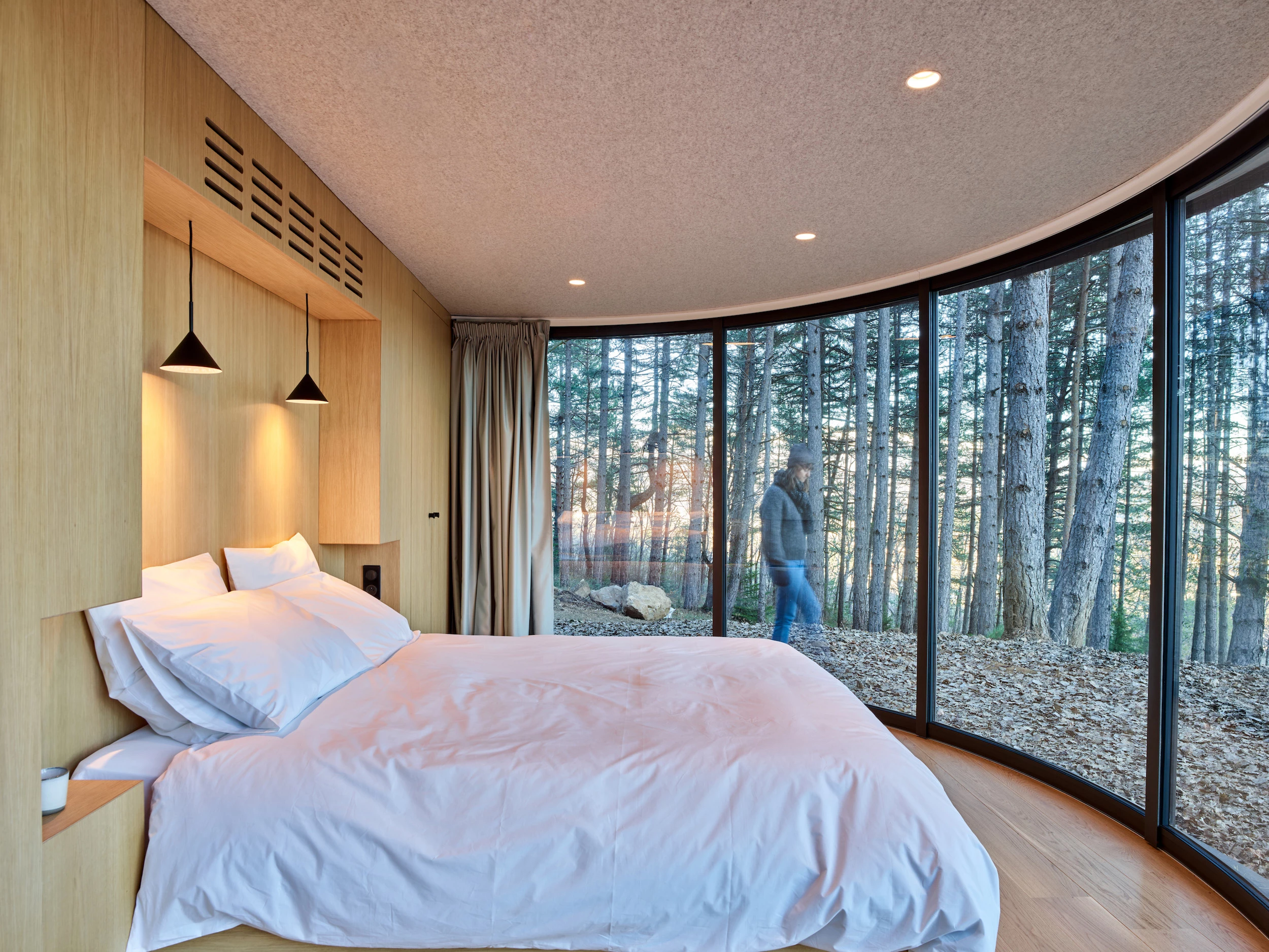 Most of the LumiPod's interior is taken up by its bedroom area