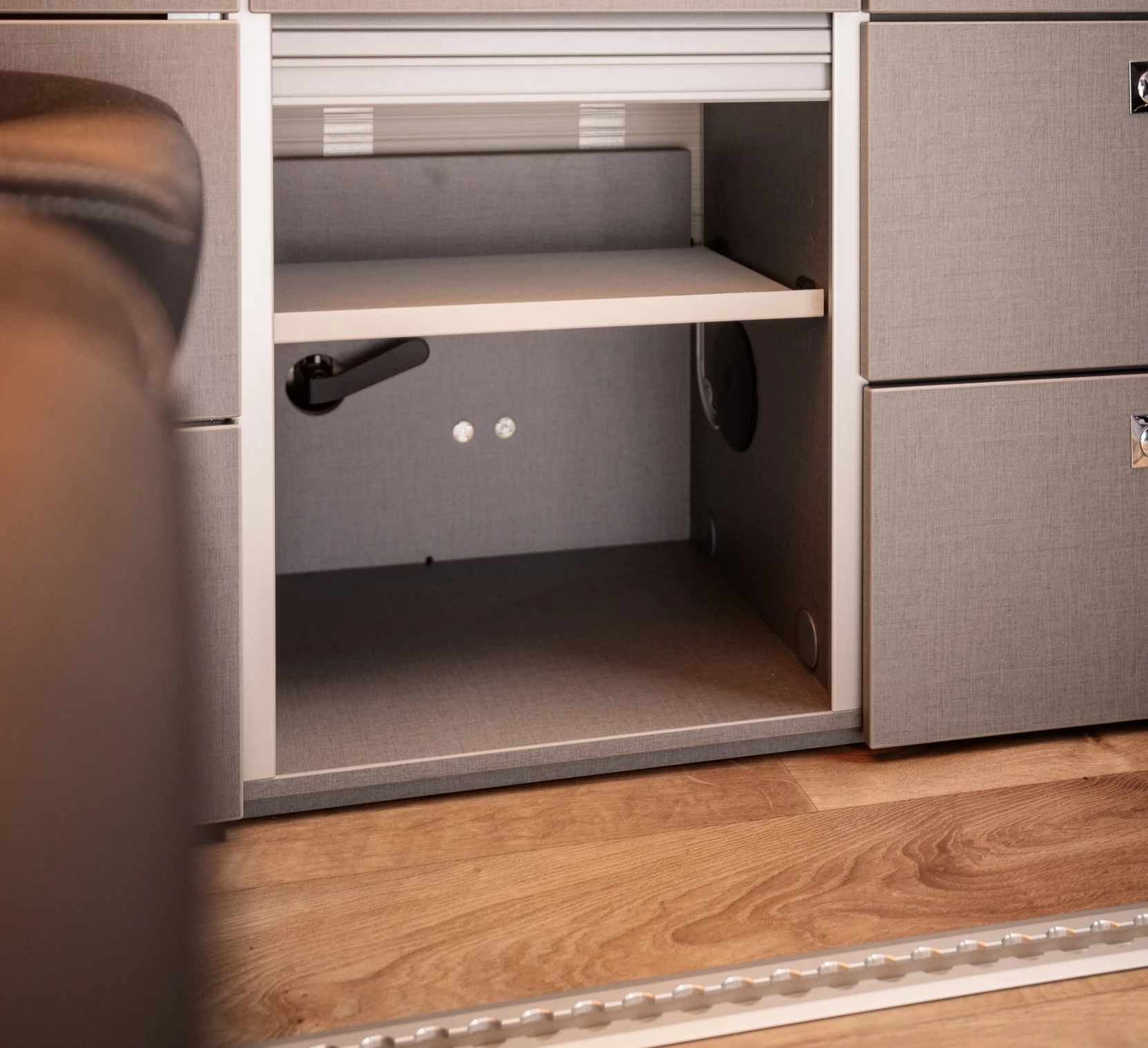 The Revotion app saves space by eliminating the multiple control screens and hardware in the current Seaside camper van