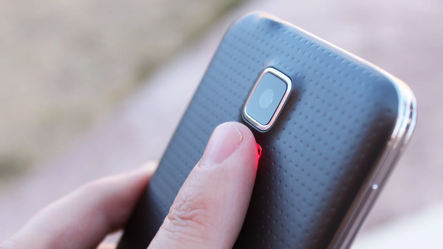 The Galaxy S5 has a heart rate monitor on its back, below its rear camera