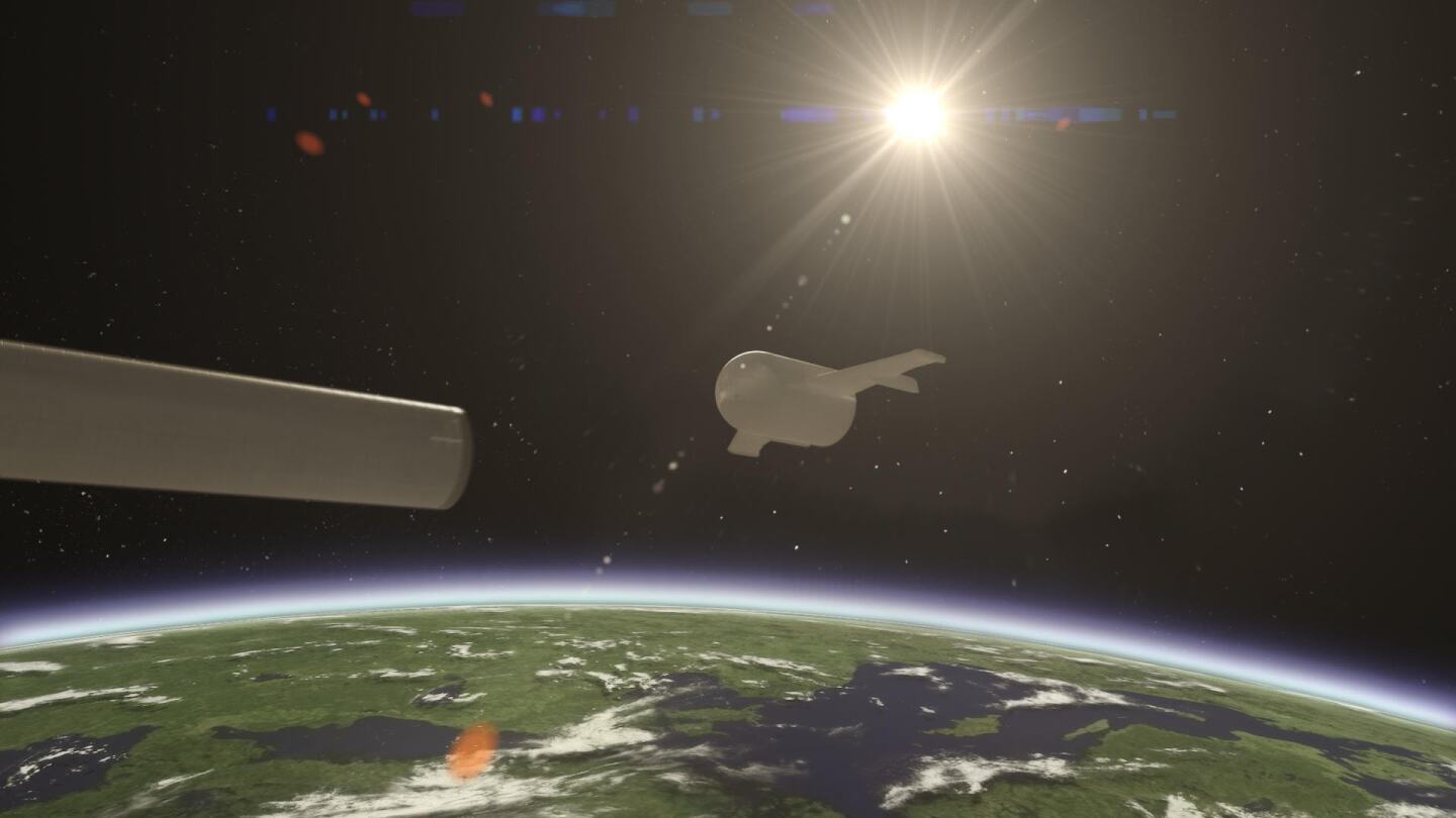 Artist's impression of Adeline separating from the fuel tank, ready to re-enter Earth's atmosphere