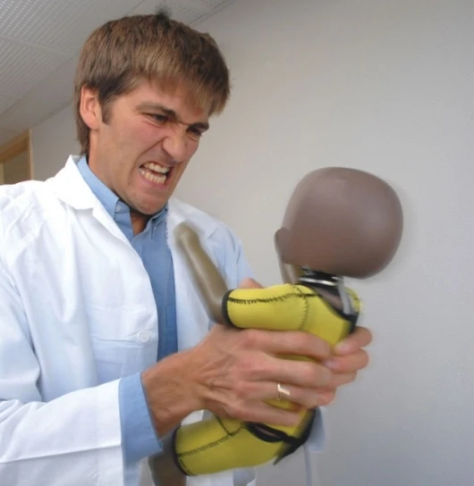 Post-doctoral research fellow Arne Stray-Pedersen with the technology-packed dollPhoto: Ola Sæther
