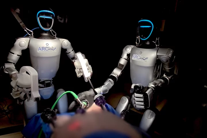 Surgeons controlled the movements of the robots remotely to perform the procedures