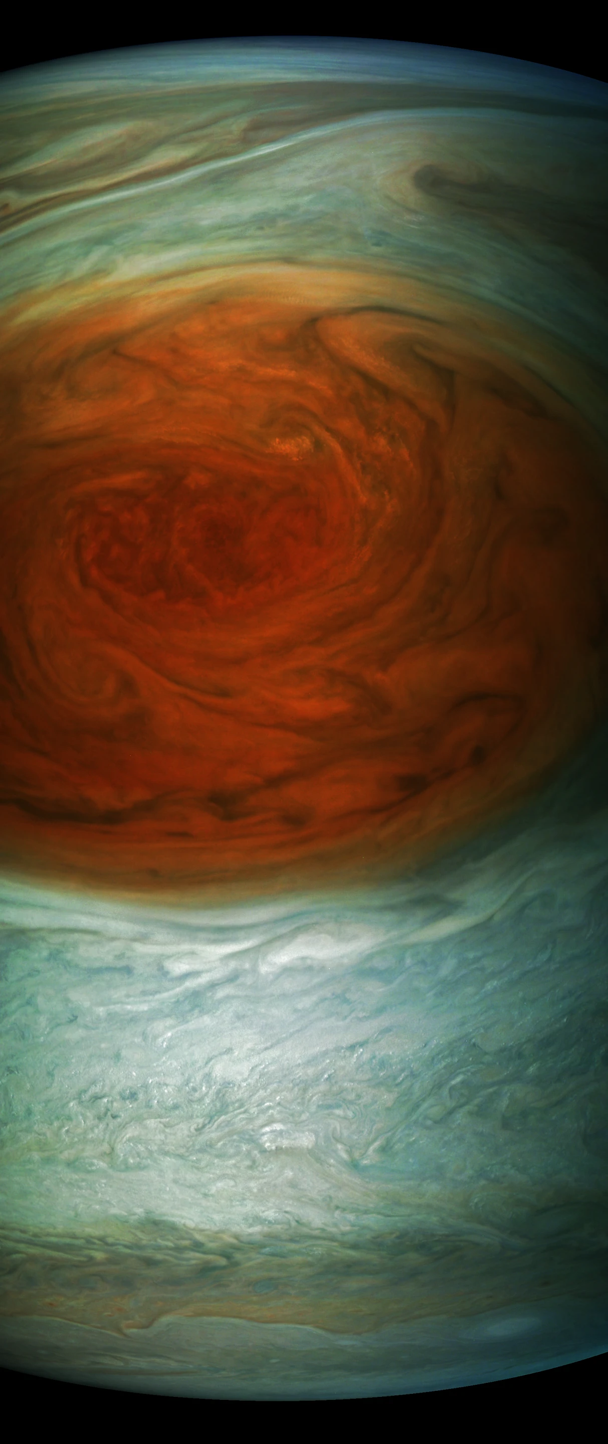 Early processed image of Great Red Spot