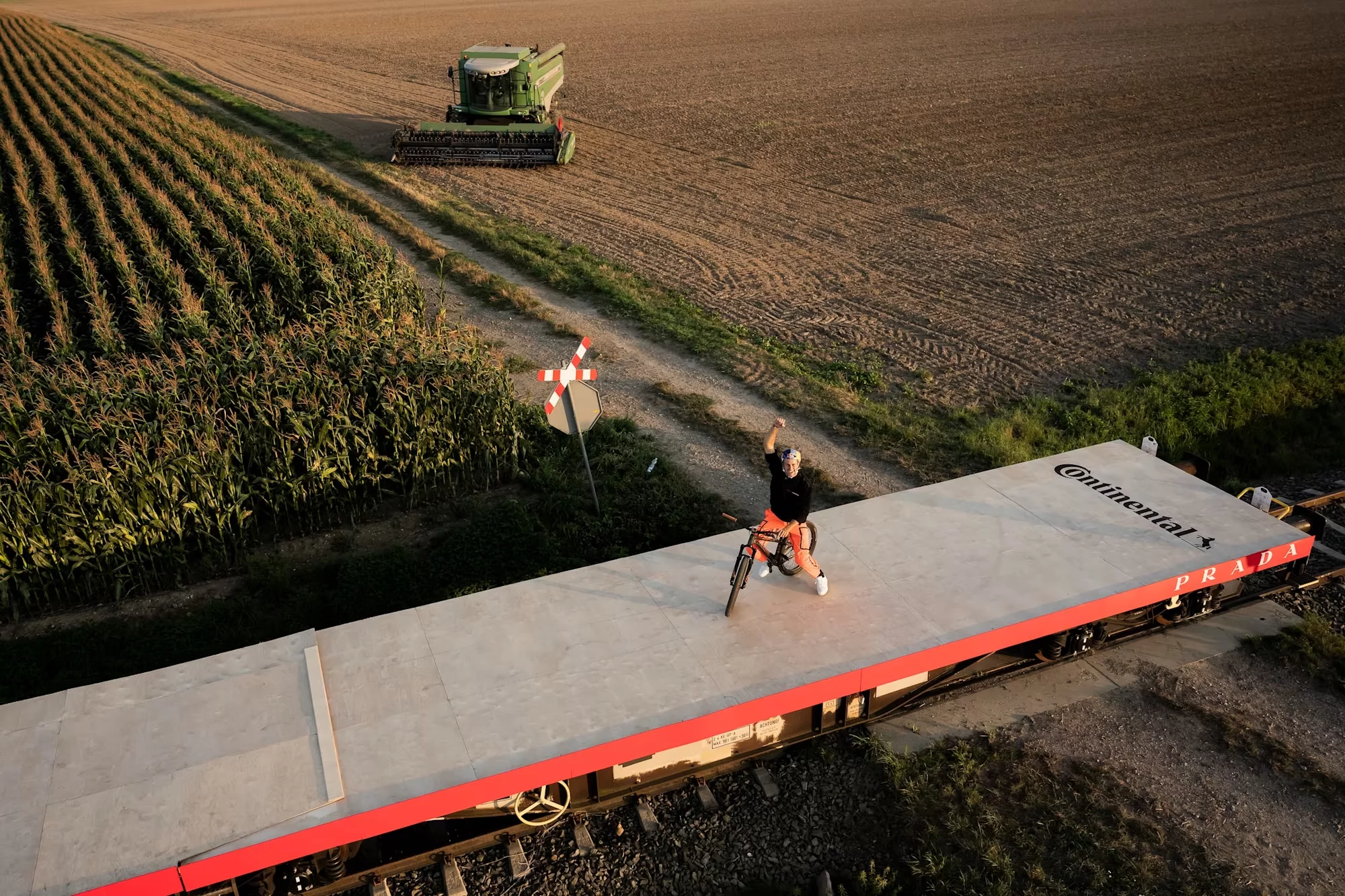 Godziek celebrating his world first at the end of the course