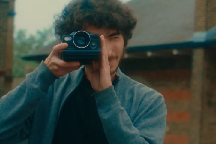 Polaroid's chairman Oskar Smolokowski using the I-2, the result of more than four years of R&D