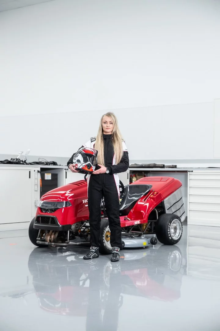 Racer and stunt driver Jess Hawkins piloted the Mean Mower V2 into the record books
