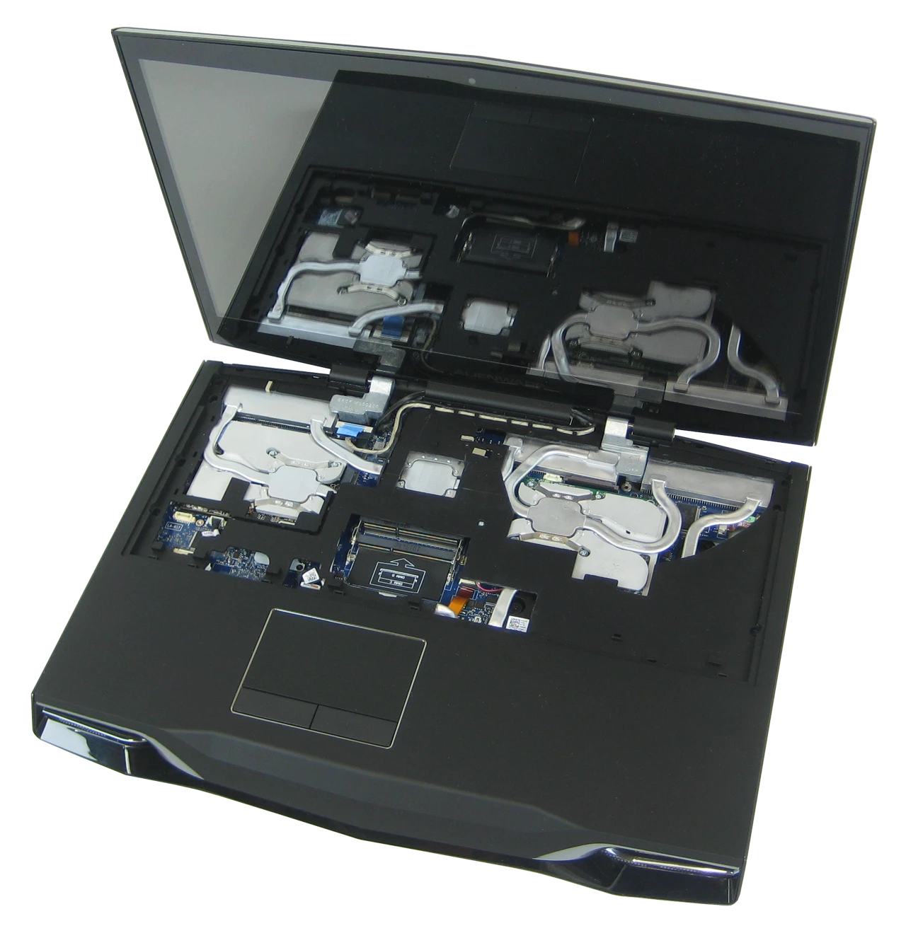 Asetek's slim form factor liquid cooling system installed in an Alienware M18x gaming laptop