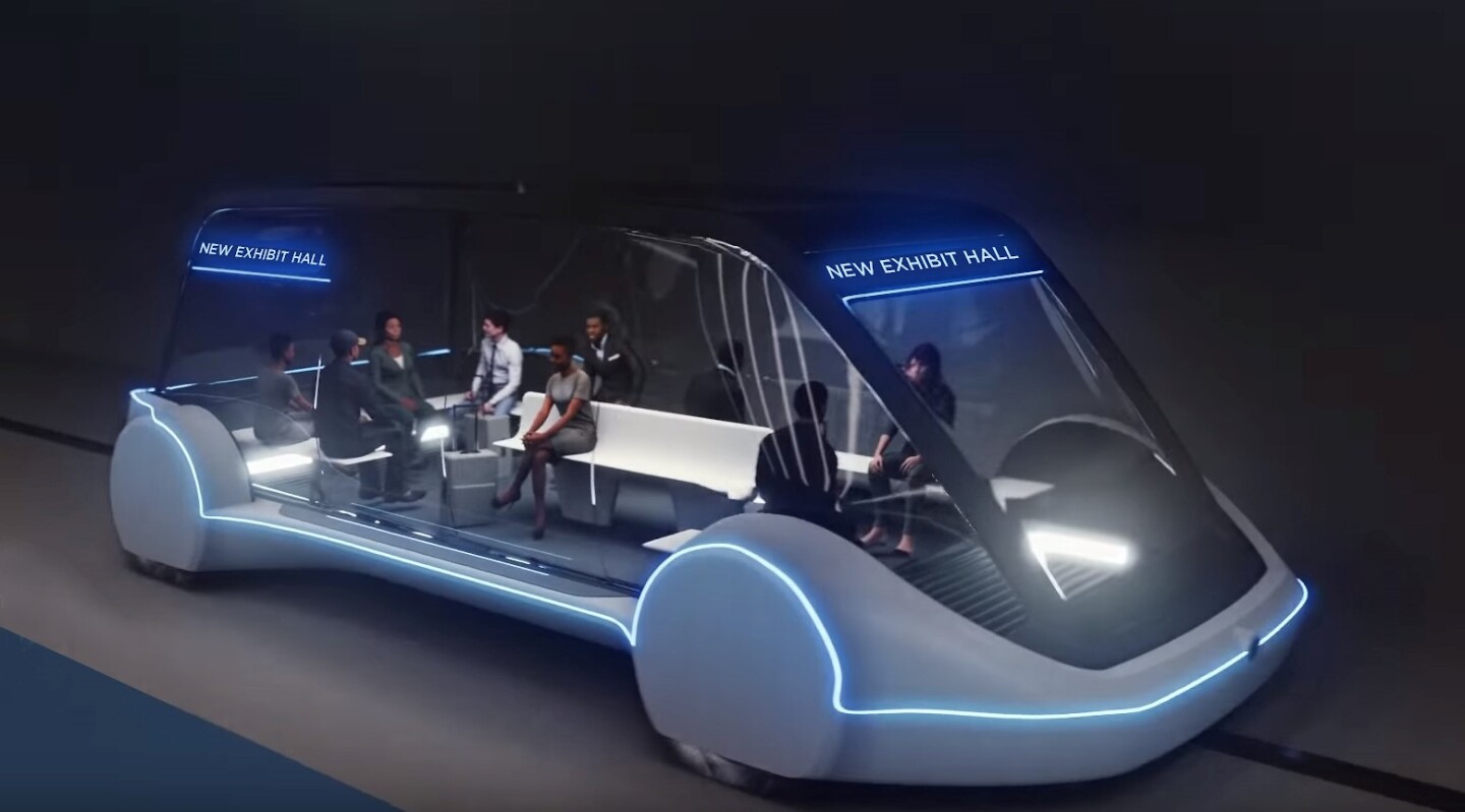 Render of a possible self-driving electric vehicle for The Boring Company's transport loop