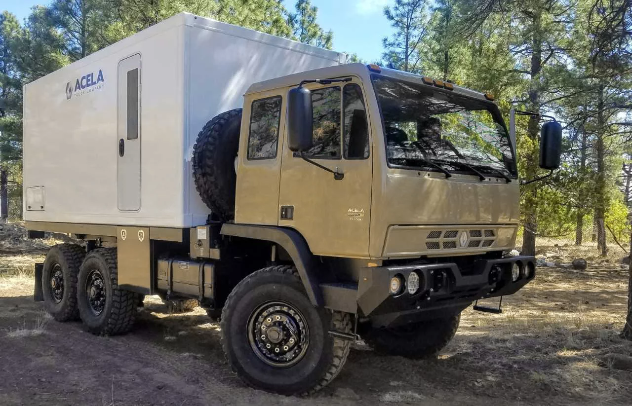 An Acela Monterra 6x6 expedition truck