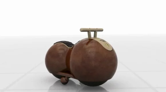 The stabilizing balls can then be removed to convert the Spherovelo into bike mode