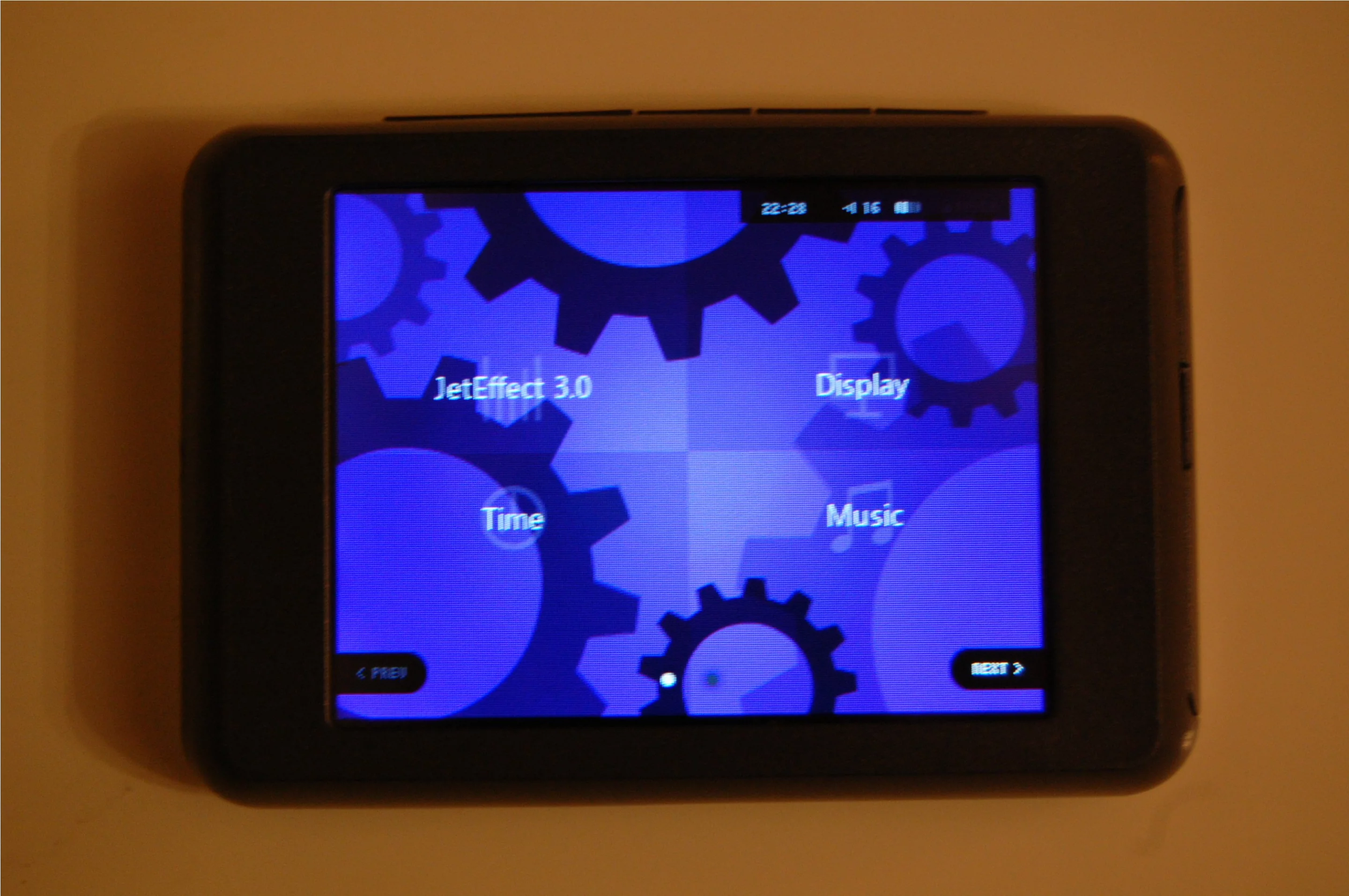 Screen 1 of the settings menu