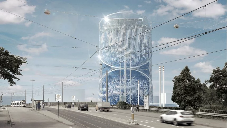 Energie- und Zukunftsspeicher Heidelberg, Berlin, Germany by Laboratory for Visionary Architecture Berlin. As the city moves toward renewable energy, this tower will store 19,500 cubic meters of readily available hot water to distribute to the city's dwellers. A winner under the "Energy" category of the 2018 International Architecture Awards