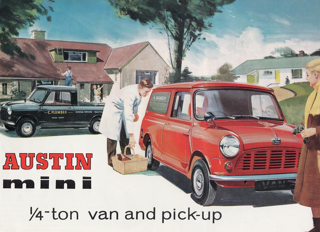 Brochure of the Mini Clubman Concept's grand daddy, the Austin Mini Quarter-ton van. Several original brochures of the Mini Van can be found at Car Brochures.