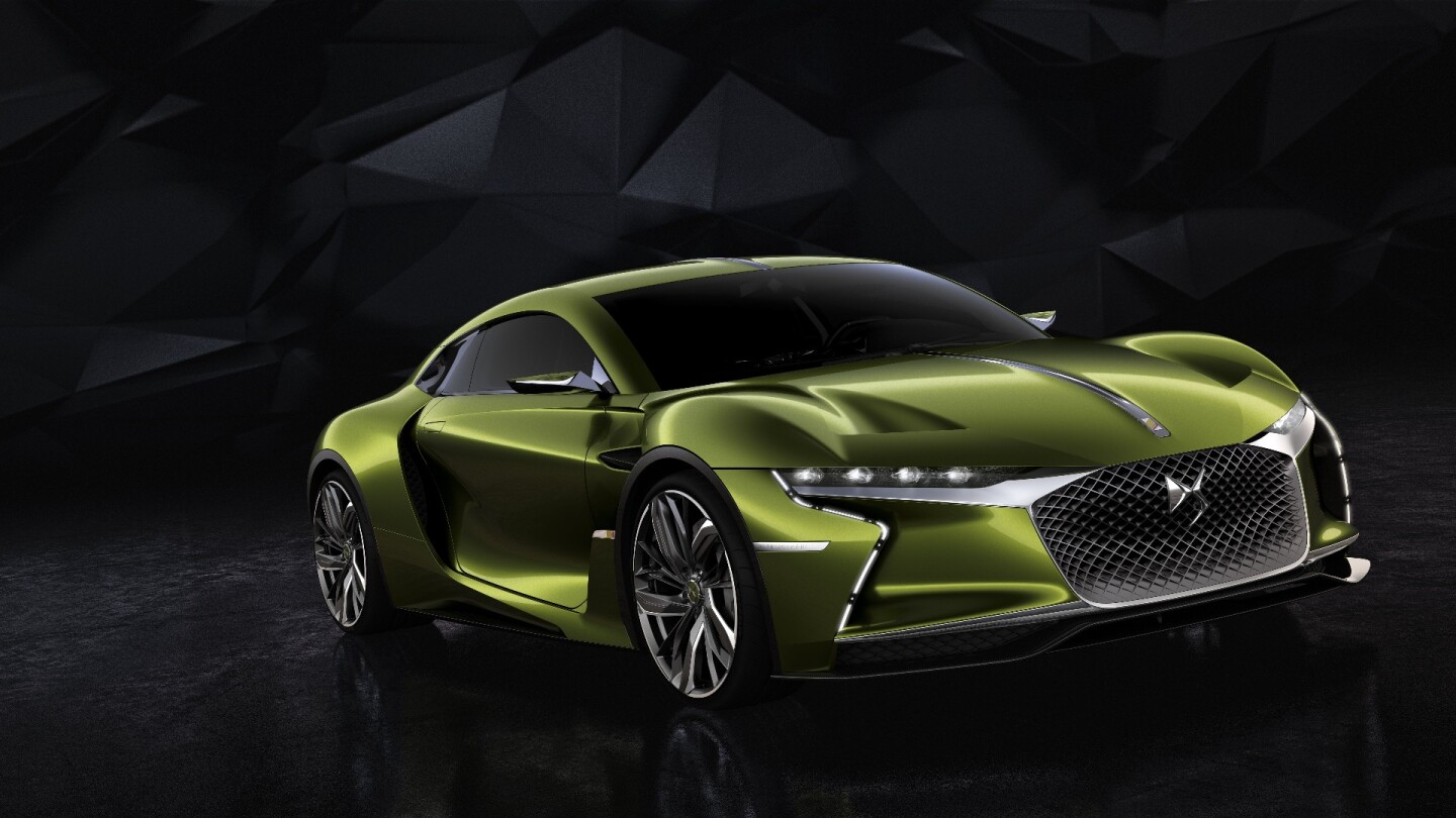 The sensuous shape of the DS E-Tense has been toned down, but production cars will still wear similar grilles and use similar headlamps