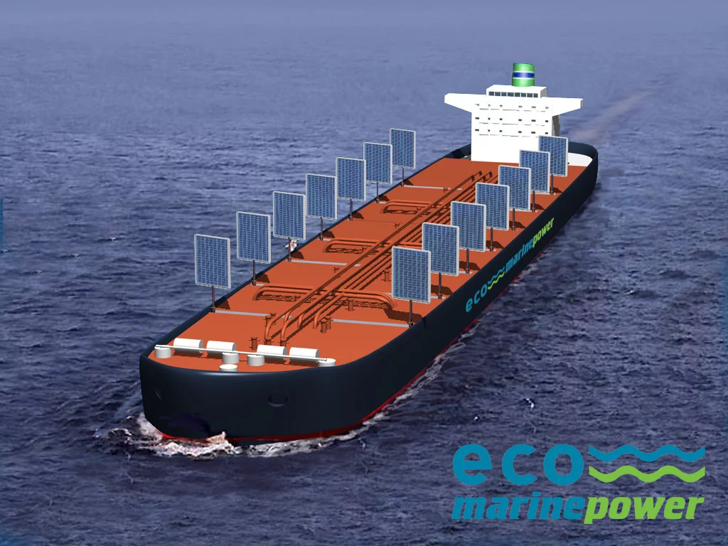 The Aquarius Eco Ship concept with EnergySails that are automatically positioned to take best advantage of the prevailing weather conditions