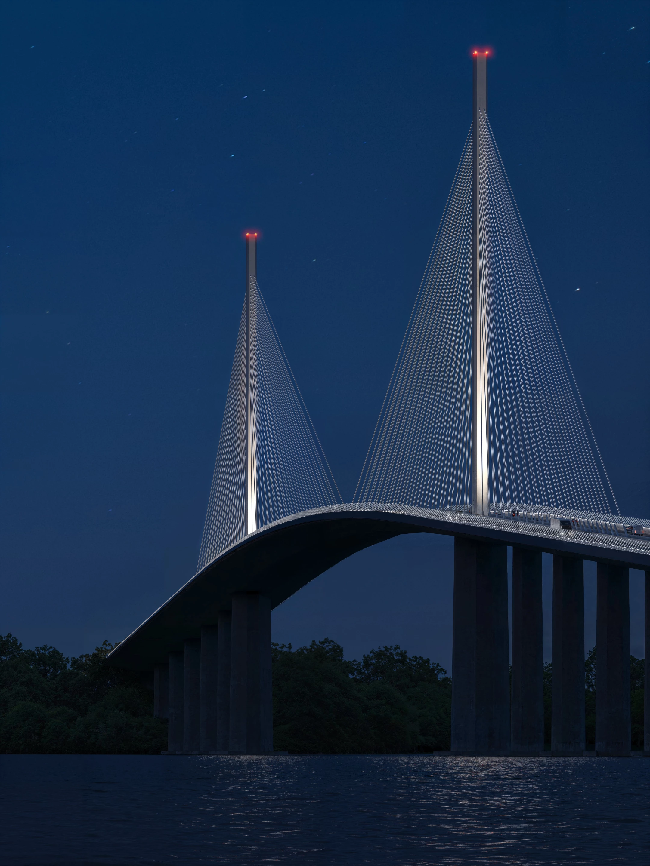 The Francis Scott Key Bridge replacement would feature a cable-stayed design