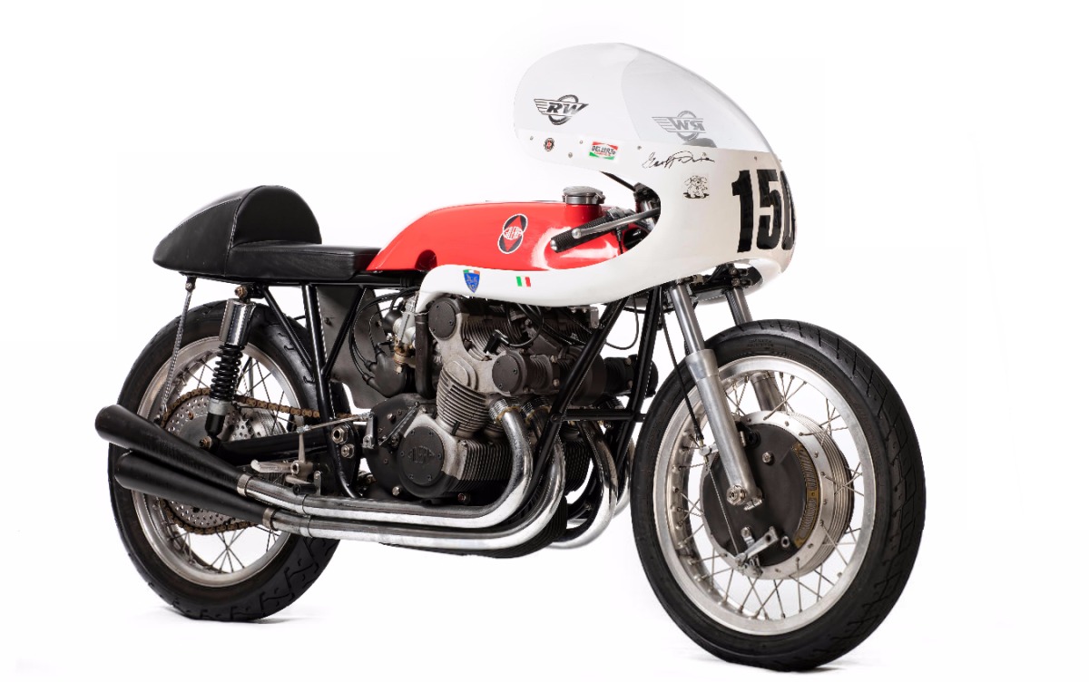 This 1957 Gilera 500 Grand Prix Replica sold during the Robert White Collection sale in London on September 19, 2016 when the bike sold for £55,200.