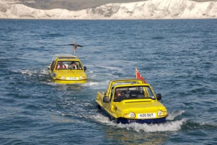 Leaving Dover with the famous White Cliffs in the background