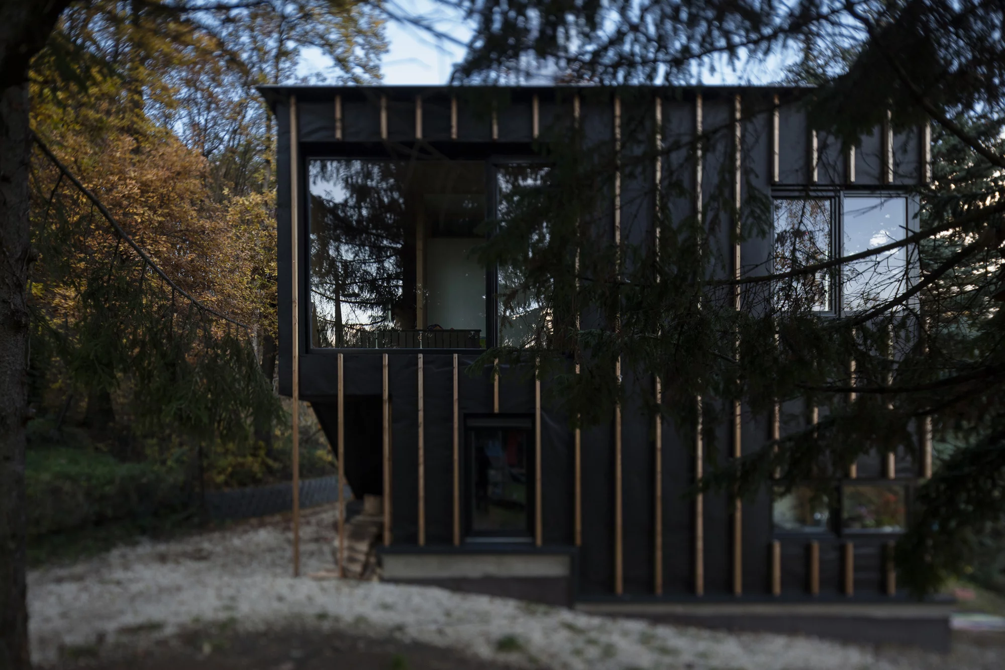 The house was covered with a simple black UV-resistant facade membrane (Photo: Zsolt Batár)