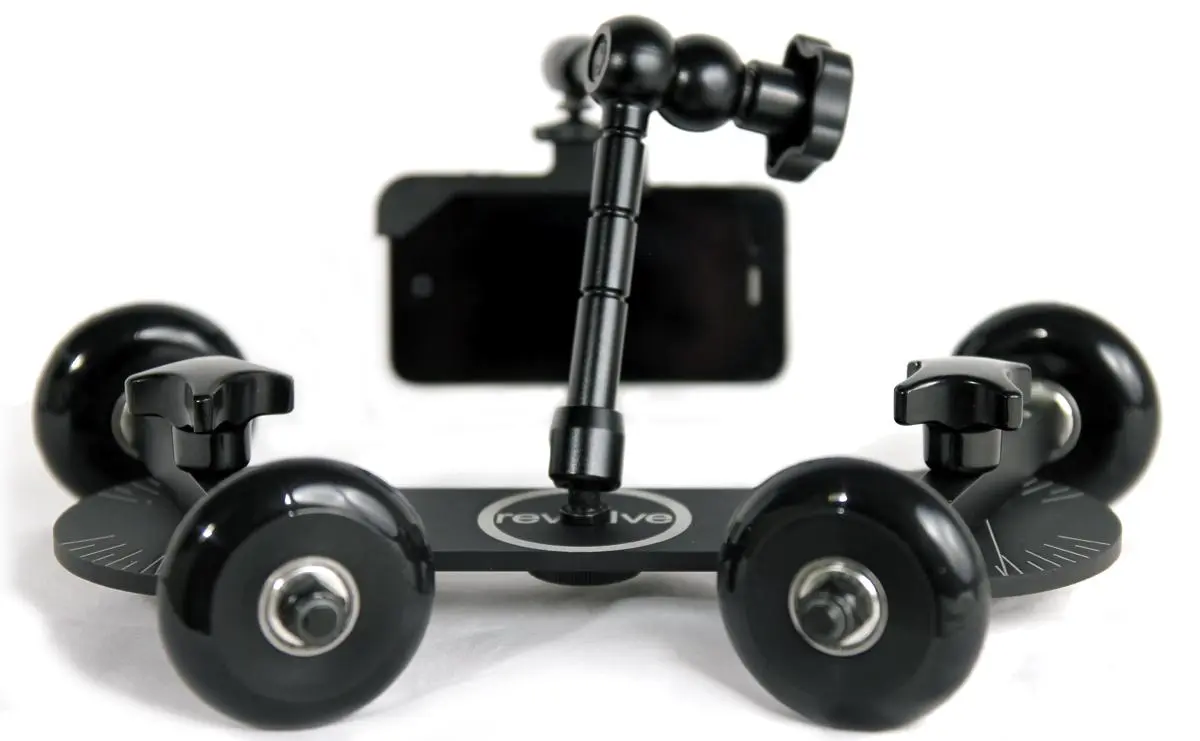 Friction arms can hold lights, monitors, a Glif iPhone mount, or other accessories