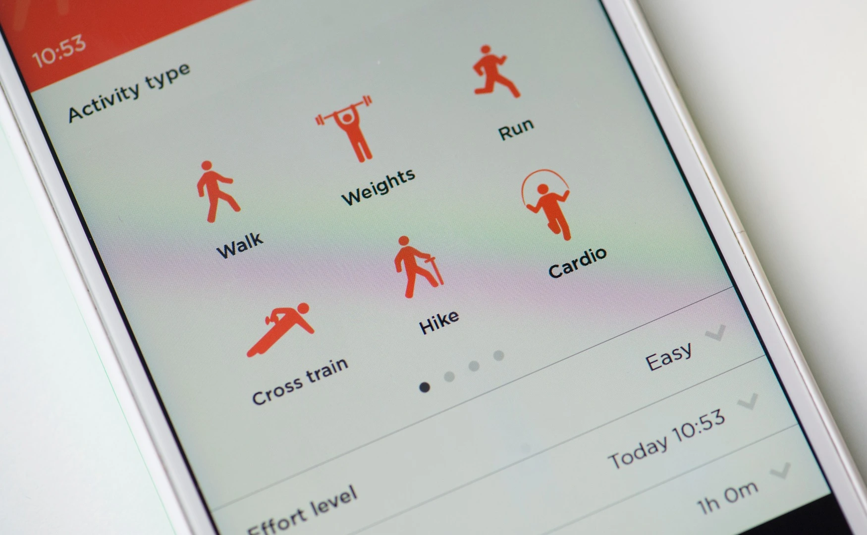 The app for the Jawbone UP Move fitness tracker lets users manually add more information about periods of activity