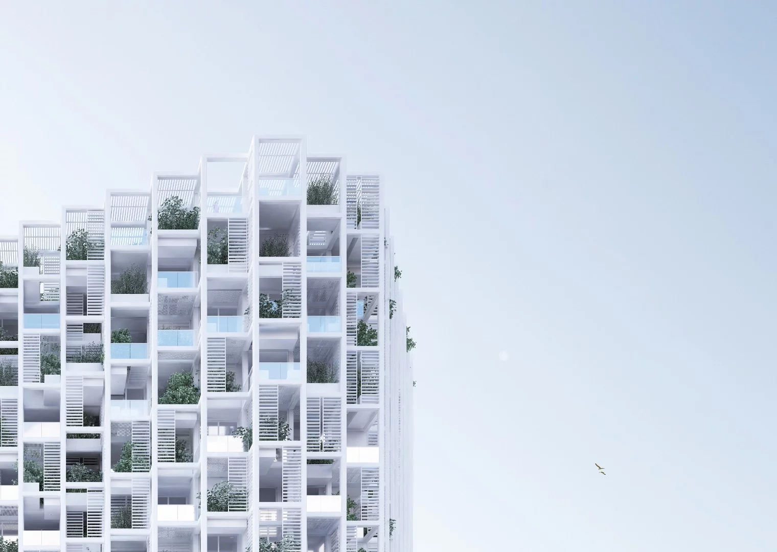 A greywater supply system will collect rainwater on the roof and use it for watering plants on the resident's balconies