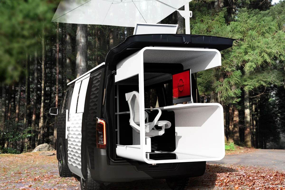 Work inside or outside with Nissan's NV350 Office Pod Concept