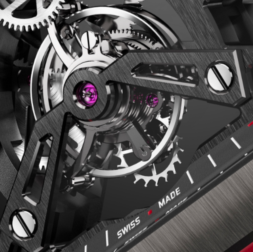 The tourbillon is made out of titanium