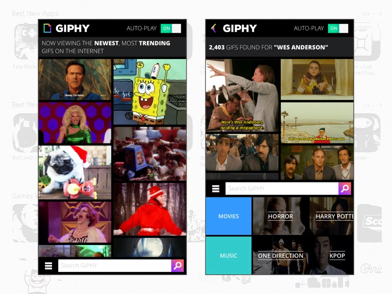 Giphy gives you access to GIFs from anywhere