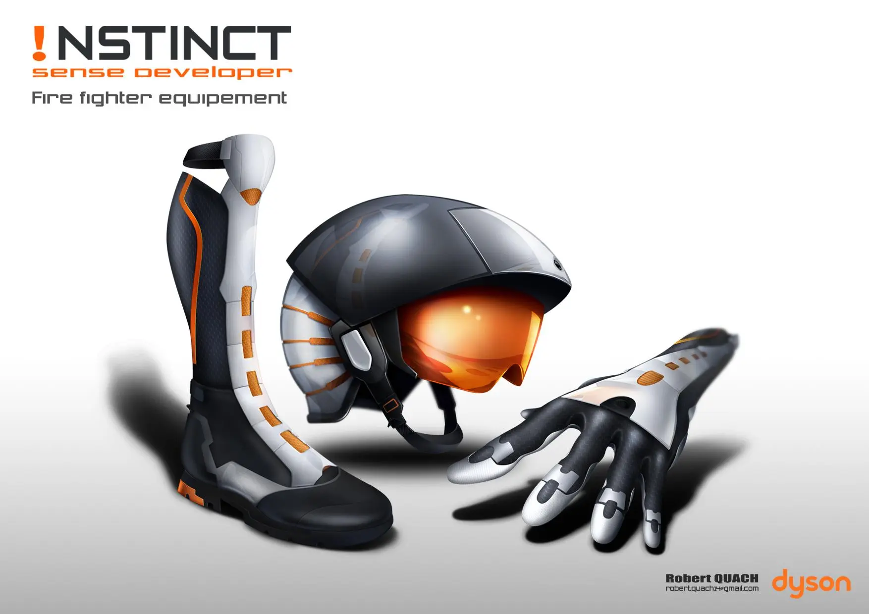 The Instinct fire fighter suit with some technologies allowing to locate some victims outside and inside of the rubble