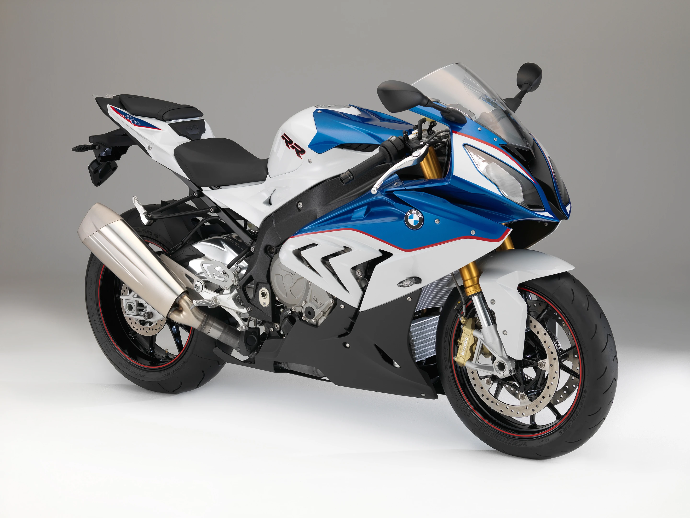 The 2015 BMW S1000RR in red/white/blue