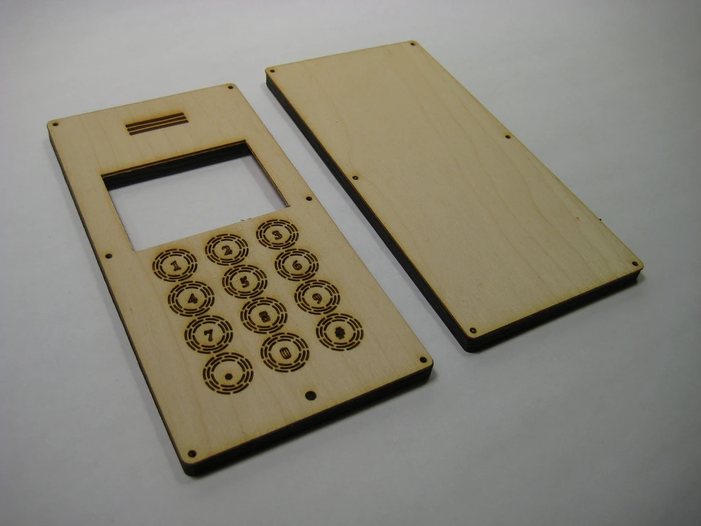 The DIY Cellphone's most eye-catching feature is the laser-cut plywood and veneer body (Photo: David Mellis)