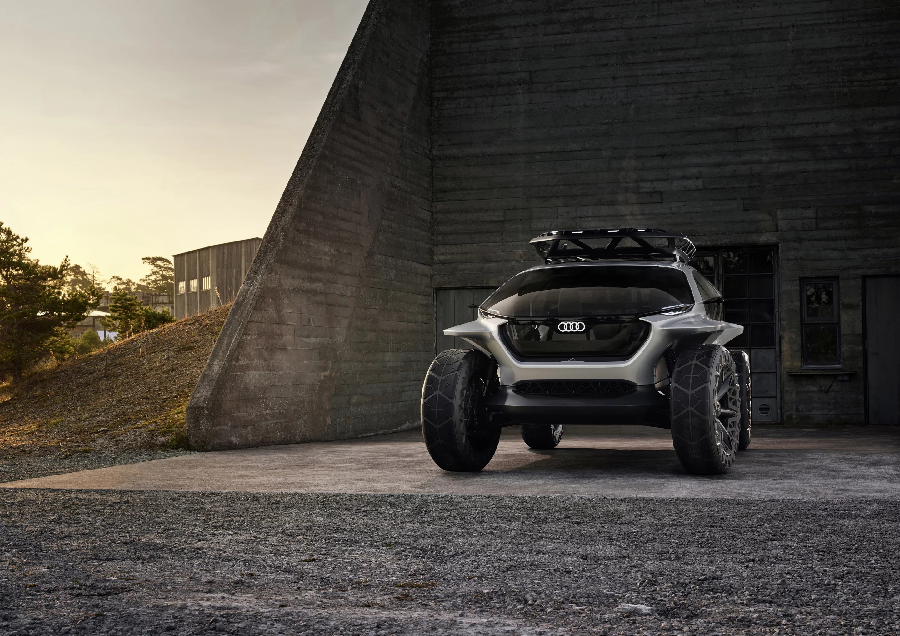 The AI:Trail is clearly an off-road vehicle with extended tires for added reach and a low roof height