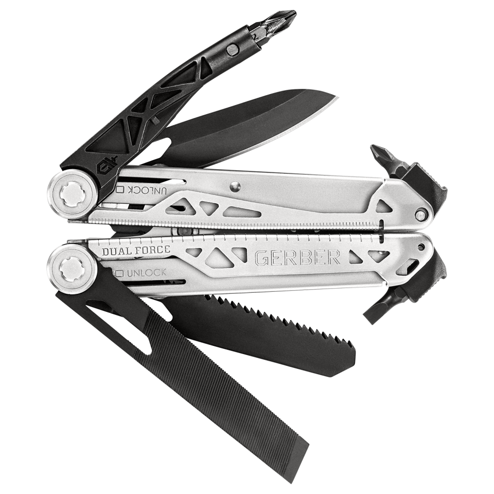 Locking outboard implements make the Dual-Force a fast-acting pocket tool