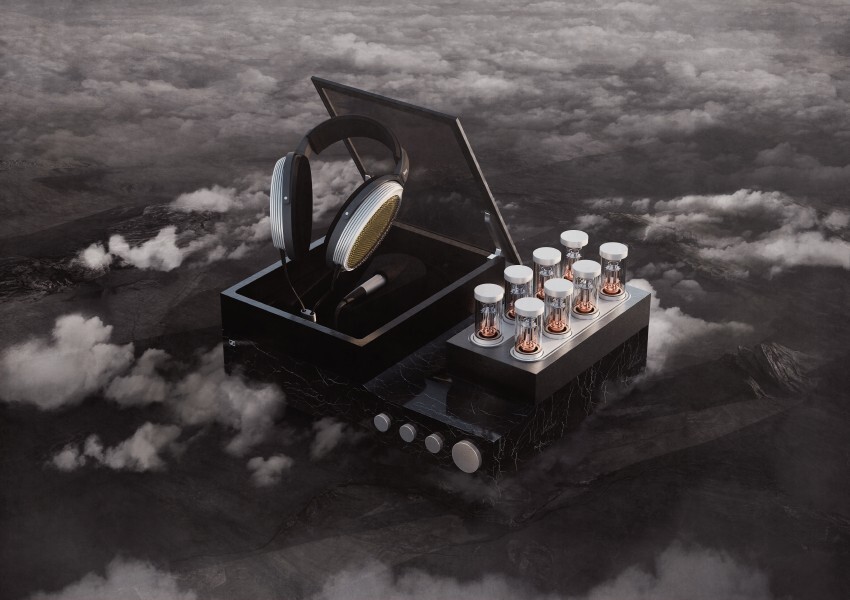 Each set has over 6,000 components, with the amplifier combining both vacuum tube and transistor technology within a handcrafted glass and sculpted Carrera marble casing