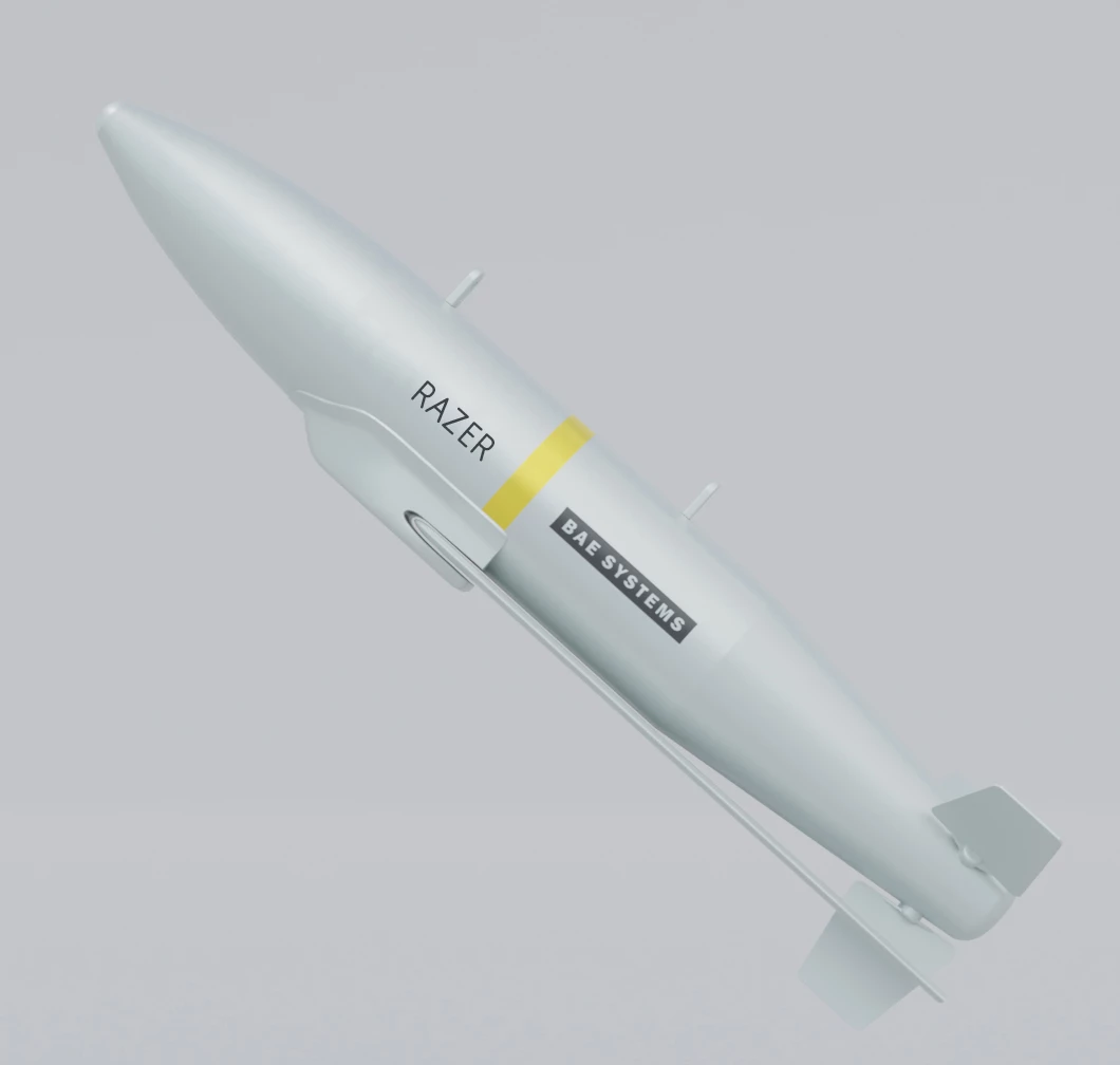 The Razer system is a wing/body kit, tail unit and guidance and navigation system designed to attach to 40-50-kg standard, non-guided munitions
