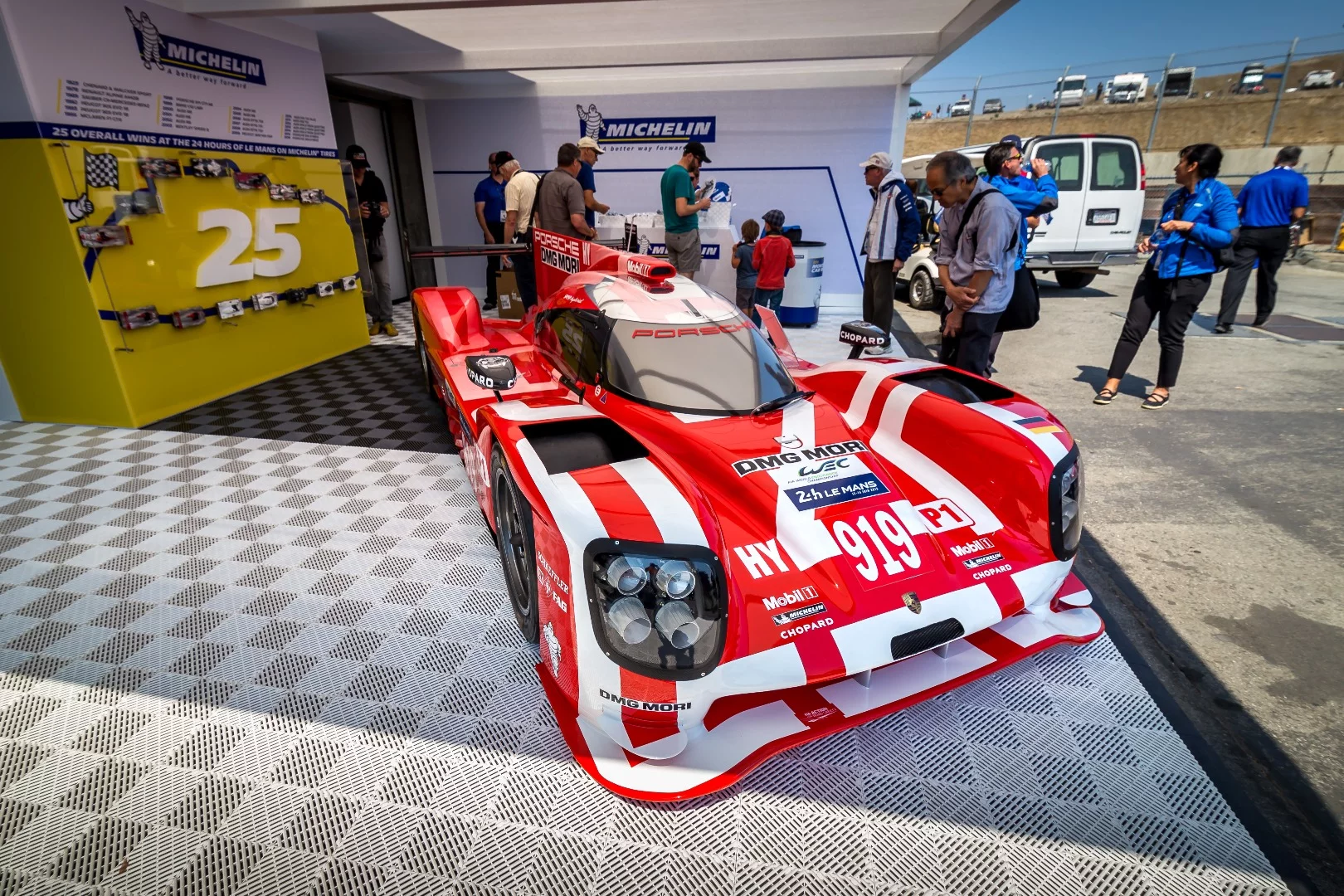 the Porsche 919 Hybrid runs a 2.0 liter, turbo-charged V4 good for 500 hp and an electric motor, capable of delivering 400 hp