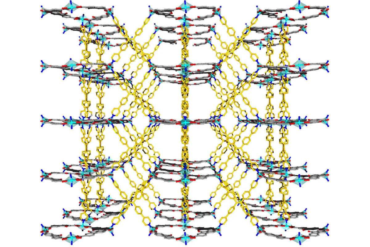 A view of the crystal structure of an organic framework that traps heavy metals