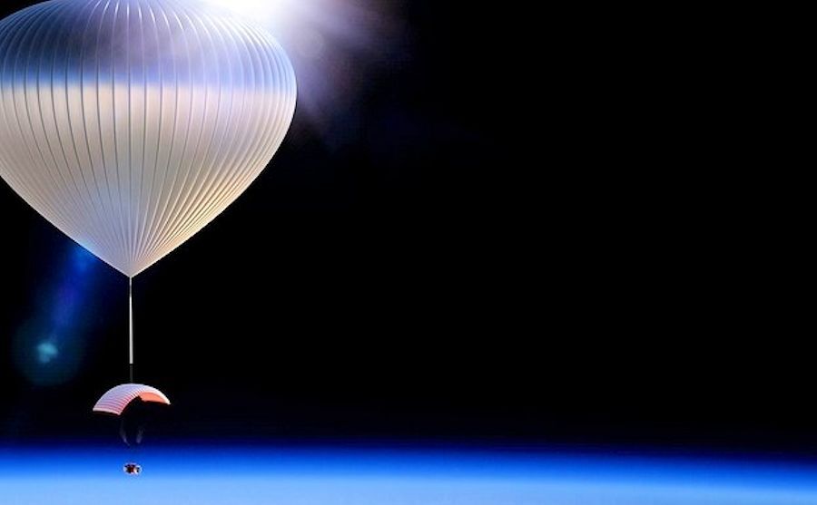 The World View balloon at altitude, where a black sky and a curved horizon can be plainly seen (Photo: World View Enterprises)