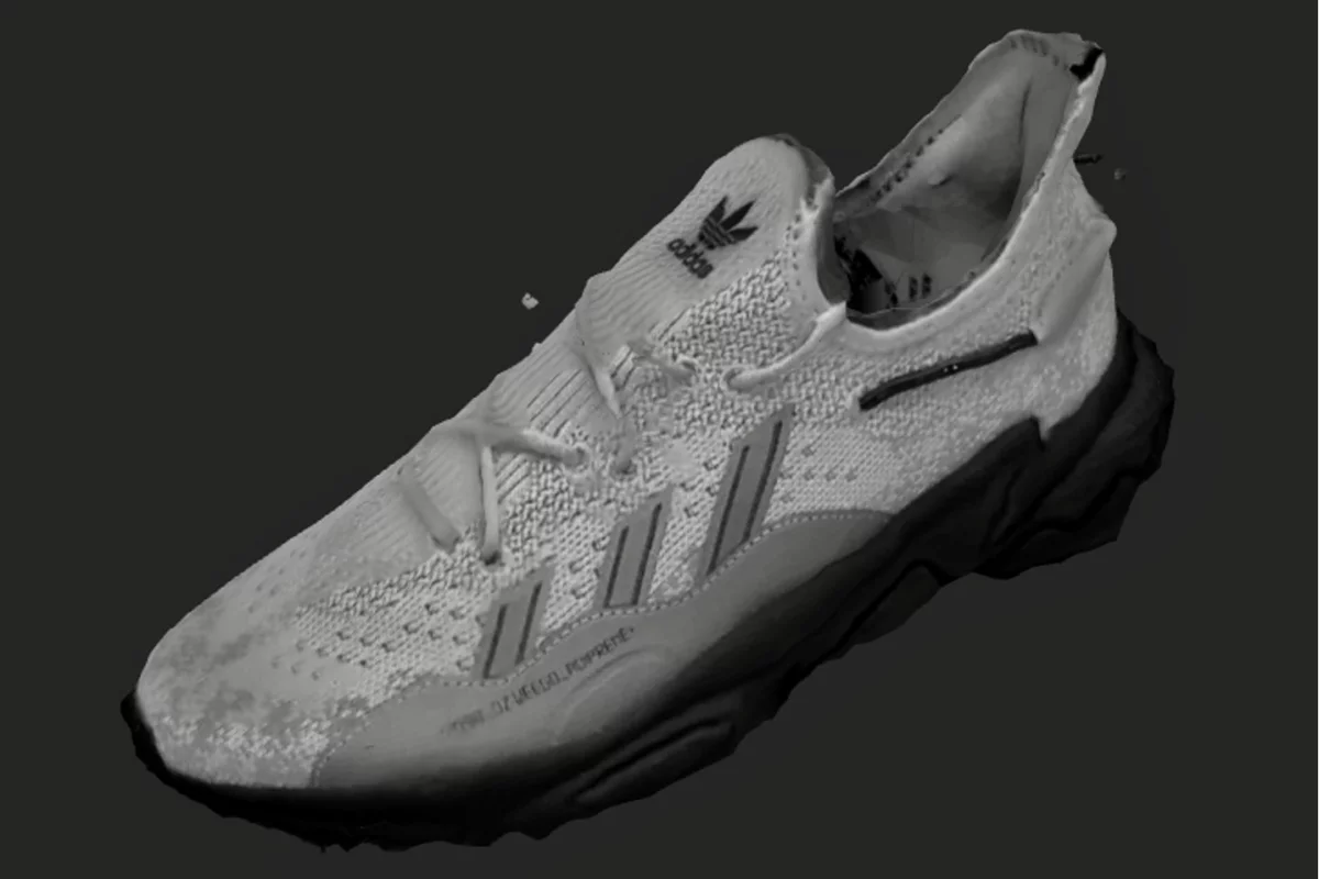 A 3D scan of a shoe used in the development of the experimental system