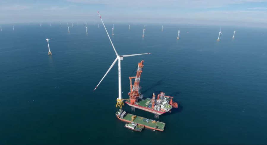 The giant turbine was installed in the Taiwan Strait