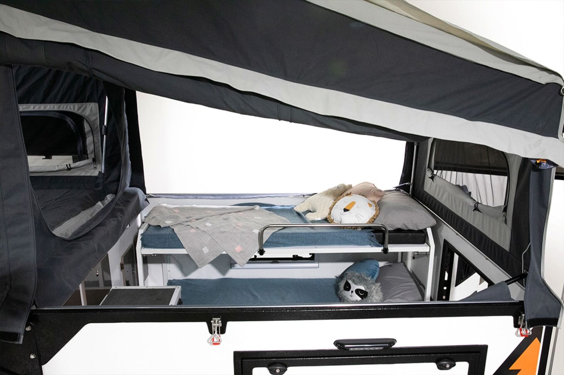 Lumberjack's hardedged teardrop trailer folds into a tiny cabin